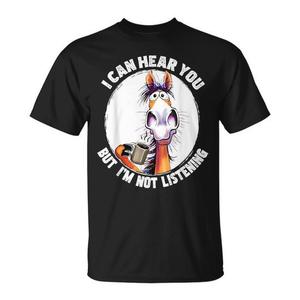 ฉันได้ยินคุณแต่ฉันไม่ได้ฟังเสื้อยืดลายม้ากาแฟ - Product Image 1