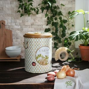 Tropical Jungle 5L Poubelle de stockage d'aliments en métal Ø 175x225mm pour pommes de terre et oignons un paradis luxuriant de la nature et de la faune" - Product Image 2