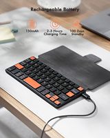 Keyboard Mini Universal BT dengan tombol navigasi oranye dan dudukan serbaguna untuk Android/iOS/Windows