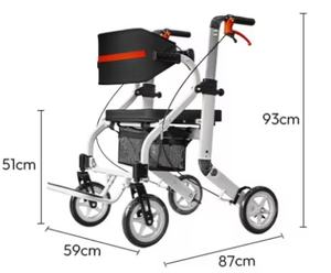 <span class=keywords><strong>Deambulatore</strong></span> <span class=keywords><strong>con</strong></span> Seduta Regolabile in Altezza, Ausilio per la Mobilità Antiribaltamento <span class=keywords><strong>con</strong></span> <span class=keywords><strong>Freno</strong></span> <span class=keywords><strong>a</strong></span> <span class=keywords><strong>Mano</strong></span> per Riabilitazione Disabili - Product Image 2