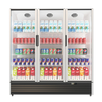 Réfrigérateur commercial à porte vitrée simple pour boissons, avec compresseur à montage inférieur et cadre de porte en aluminium.