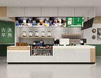 Comptoir de bar pour pâtisserie, comptoir de bar à bubble tea, design pour espaces commerciaux, mobilier de café personnalisable, éclairage LED