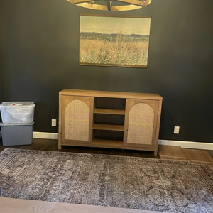 <span class=keywords><strong>Buffet</strong></span> d'entrée en rotin arqué style bohème avec étagères réglables pour salon, salle à manger et entrée. - Product Image 6