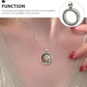 Collar con colgante de medallón flotante de acero inoxidable para niños que conmemora a los seres queridos, mascotas o restos cremados para fiestas - Product Image 5