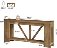 Console en bois rustique de style farmhouse extra longue de 70,9 pouces avec design en X et étagère de rangement ouverte, idéale pour l'entrée ou comme accent de salon moderne