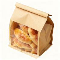 Sacs en papier d'emballage de pain kraft brun de nourriture de boulangerie de logo personnalisé bon marché conception avec la fenêtre en plastique pour le lait