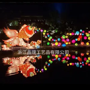 2023 çin geleneği ışık festivali dekorasyon kırmızı balık fener el boyalı ay yeni yıl için LED hayvan balık fenerler