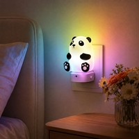 Veilleuses LED RGB miniatures ZHILAI, style panda, avec capteur crépusculaire, modernes, à brancher, à intensité variable, pour chambre d'enfant et de bébé