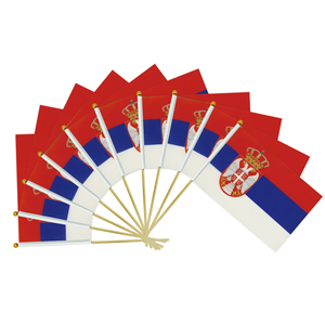 Bandera de Serbia con Asta de Madera para Agitar a Mano, Venta Caliente de Fábrica 2024, para Días Festivos Generales - Product Image 2