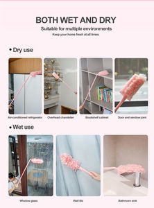Cute Pink Feather Duster Pro-Tête en microfibre électrostatique pour le balayage/toiles d'araignées | Nettoyage domestique multi-surfaces - Product Image 3