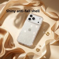 Coque de téléphone scintillante pour iPhone 18 Pro Max, étui antichoc en TPU et PC pour iPhone 17, 16, 15, 14