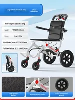 Silla de Ruedas Plegable de Aluminio Ultraligera y Portátil para Personas Mayores, Ayuda de Rehabilitación Manual, Silla de Ruedas Pequeña para Avión