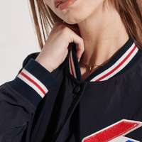 Veste universitaire tricotée respirante pour femme, imprimée color block, avec ourlet patchwork et lettres, style streetwear, manteau d'hiver