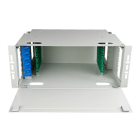 Rak Distribusi Serat Optik Indoor 2U 24 Port Kosong, Panel Patch Serat Optik 19 Inch untuk Rak dengan Baki Sambungan Serat