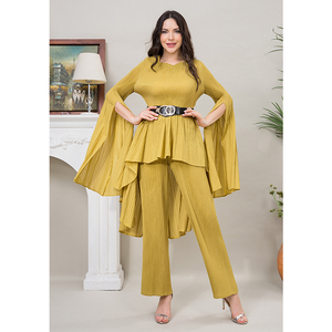 Ensemble deux pièces plissé Miyake 2024, <span class=keywords><strong>pantalon</strong></span> large, costume décontracté pour femmes, ensemble deux pièces - Product Image 1