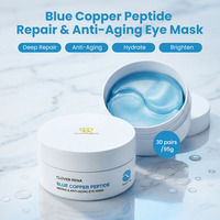 CLOVER RENA Patchs pour les yeux en feuille de cristal bleu organique avec peptide de cuivre et acide hyaluronique, anti-âge, anti-poches, anti-cernes, hydratant