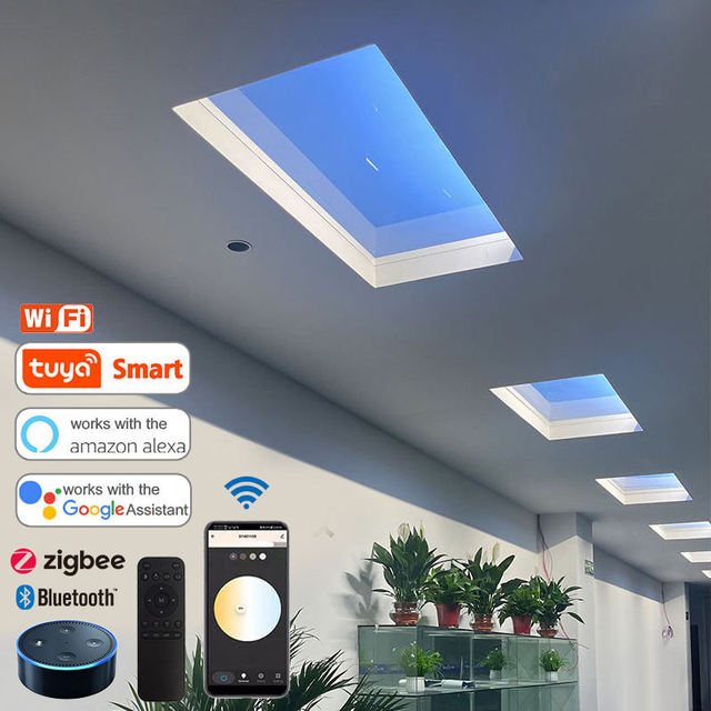 Indoor Artificial Sunlight LED Sun Skylight Virtual Dimmable Circadian Faux Blue Panel Light