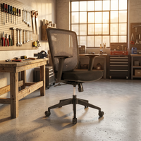 Chaise de direction avec appui-tête, hauteur réglable, base pivotante, dossier en maille et support lombaire pour bureau à domicile et chambre à coucher