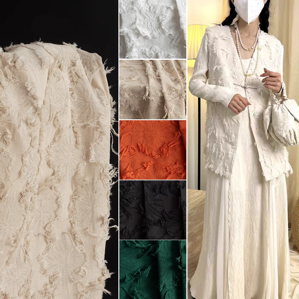 Custom Wholesale High Quality Soft Linen/cotton Blend Jacquard Cut Flower  Tassel Blackout Fabric for Dress| Alibaba.com
