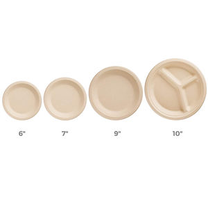 Простой Зеленый оптовый биоразлагаемый сахарный тростник, целлюлозная целлюлоза, Круглый одноразовый био-бумажный тарелок - Product Image 2