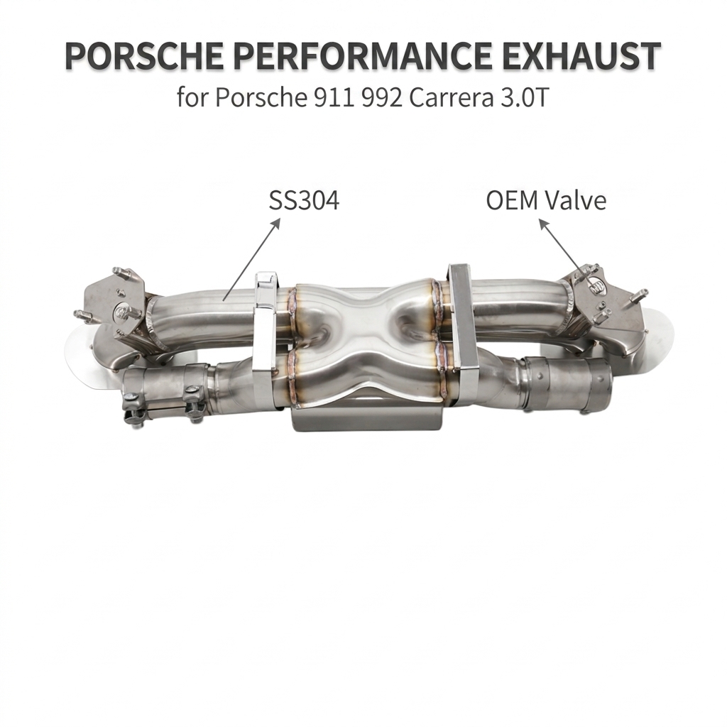 VantaFlow Racing Performance Exhaust for Porsche 911 992 Carrera 3.0T 2019-2026 Stainless Steel Catback with OEM Valve