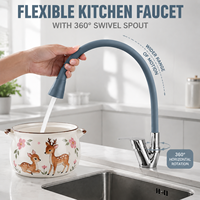 Robinet de cuisine moderne à poignée unique de marque de luxe avec logo personnalisé, flexible en acier inoxydable noir 304, à pression
