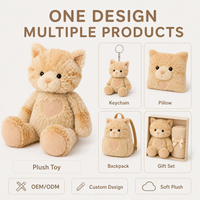 Jouets en peluche chat orange sur mesure, doux, anti-stress, en polyester, tissu super doux, impression de logo personnalisée, emballage cadeau