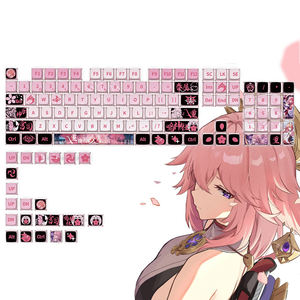 Keycaps PBT Yae Miko Pudding, fondation de keycaps, 125 touches, keycaps personnalisés mignons pour interrupteurs <span class=keywords><strong>Gateron</strong></span> <span class=keywords><strong>MX</strong></span>, claviers mécaniques - Product Image 1