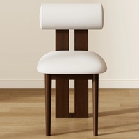 Ensemble de 2 chaises de salle à manger en bois massif modernes, chaises latérales rembourrées en similicuir pour restaurant, hôtel