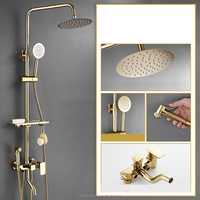 Ensemble de baignoire mitigeur de douche, poignée à montage mural en or avec tête et robinet froid en laiton, robinet de douche de bain musulman