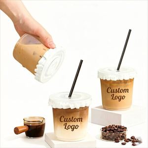 Tapa para Vaso de Té de Burbujas Boba, Plástico PET Transparente, Ecológica, Desechable, de 98 mm, 18 oz/520 ml, Forma Plana, con Logotipo Personalizado, Directo de Fábrica - Product Image 1