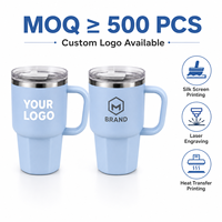 Taza de Café de Acero Inoxidable con Aislamiento al Vacío, con Asa, Tapa y Pajita, Vaso de Viaje para Bebidas Frías y Calientes, con Logotipo Personalizado