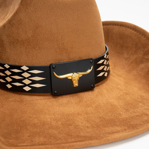 Sombrero Vaquero Occidental Retro de Gamuza, Nuevo, Personalizado, al por Mayor, Sombrero de Lujo para Fiestas, para Exteriores, Casual, Unisex, con Bandas - Product Image 3