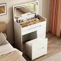 Nouvelle conception de coiffeuse européenne éclairée avec plateau relevable, meuble de rangement de chevet pour chambre à coucher, ensemble de maquillage pour hôtel