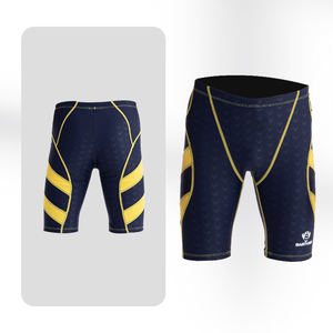 Shorts de bain professionnels pour garçons, cinq points, UV50+, spandex/polyester, respirant, fermeture à cordon, compétition et examen - Product Image 2