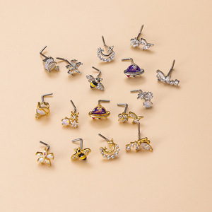<span class=keywords><strong>Helix</strong></span> Piercing al naso gioielli fiore luna farfalla L naso borchie 20G in acciaio inox multicolore CZ naso Stud Ring <span class=keywords><strong>per</strong></span> le donne - Product Image 2