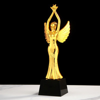 Trophée et médailles de concours de beauté en forme personnalisée de haute qualité, prix d'or en métal de chine, trophée d'ange d'aile pour souvenir