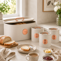Boîte à pain en métal hermétique personnalisée avec couvercle, forme cylindrique, design luxueux, grande capacité pour le rangement en cuisine