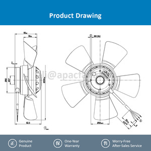 Ventilateur de refroidissement radial axial Siemens ebmpapst A2D250-AA26-80 400V AC 140W 0.25A pour moteur de broche servo 1PH7163-2HF00-0BB3 - Product Image 4