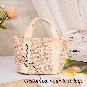 Pochette de plage personnalisée en paille, sac cadeau avec nom sur mesure pour demoiselle d'honneur, mariage et enterrement de vie de jeune fille, sac à main promotionnel - Product Image 2