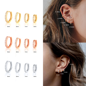 Pendientes de Aro Redondos de Plata de Ley S925 con Baño de Platino y Circonitas Microincrustadas, Joyería de Regalo Moderna y Personalizada, Tendencia 2021 - Product Image 3
