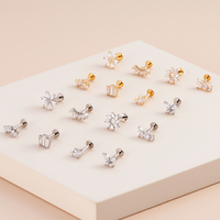 Bijoux HENGSEN en titane ASTM F136, boucles d'oreilles en titane à dos plat fileté intérieurement, motif marquise papillon guirlande, pour piercing