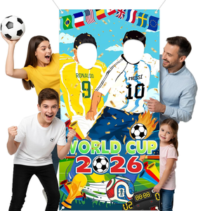 Wereldbanner Landvlaggen van de wereld 2026 Internationale decoraties Fotoachtergrond, 70x35in, versie voor twee personen - Product Image 1