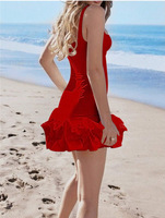 Robe moulante sans manches courte plissée sexy de couleur unie, tendance