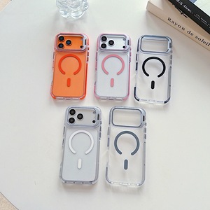 Coques de téléphone magnétiques antichoc pour iPhone 17 Pro Max, étui transparent antidérapant en TPU et PC avec support métallique pour appareil photo - Product Image 1