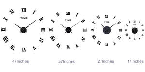 Grande <span class=keywords><strong>Horloge</strong></span> <span class=keywords><strong>Murale</strong></span> Silencieuse sans Cadre 3D DIY à Chiffres Romains pour Décoration de Salon - Product Image 6
