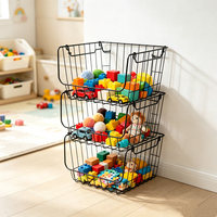 Panier de rangement empilable multifonction DaS en métal pour garde-manger, cuisine, salle de jeux, salle de bain, armoire