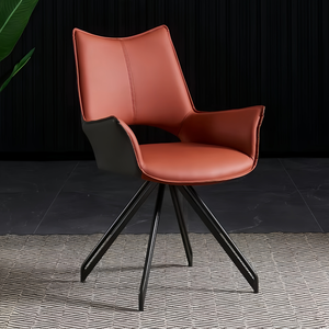 Sillas de comedor modernas de mediados de siglo <span class=keywords><strong>Base</strong></span> giratoria de 180 ° <span class=keywords><strong>con</strong></span> asiento de cuero PU Silla de oficina Patas de metal Sin <span class=keywords><strong>ruedas</strong></span> Accent Home Chair - Product Image 2