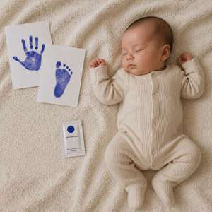 Kit de souvenirs de empreintes de pieds de nouveau-né, empreintes de pattes, cartes de jalons de développement pour bébé, kit d'impression sans encre, souvenir de famille, écologique, haute qualité - Product Image 4