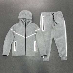 Conjunto de Sudadera con Capucha y Chaqueta Deportiva de Algodón con Cremallera y Capa de Aire para Hombre 2026, Novedad de Otoño, Reflectante con Detalles de Goma - Product Image 2